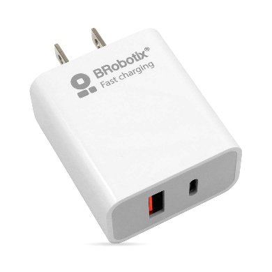 Cargador Carga Rápida - Dual USB V3.0 18W, 1 Puerto Tipo A y 1 Puerto Tipo C BROBOTIX 6000502 Cargador Carga Rápida - Dual USB V3.0 18W, 1 Puerto Tipo A y 1 Puerto Tipo C BROBOTIX 6000502